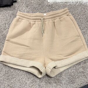 Cozy Neutral Terry Athletic Shorts with Double Cuff